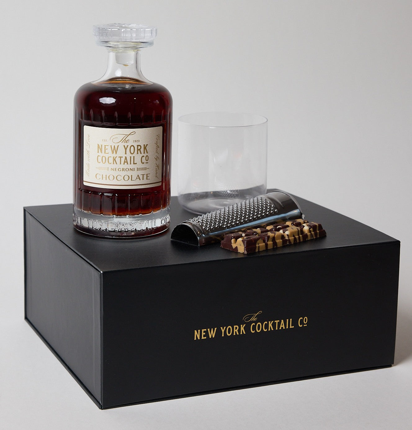 NYCC - One Bottle + Glass Gift Box - Choc Negroni + Grater + Chocolate